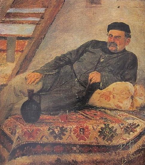 Romanoz Gvelesiani A Kakhetian man with a jar oil painting image
